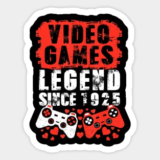 Gaming 1925 Birthday Video Games Birthday Gamer Sticker